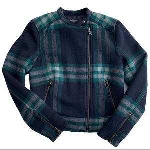 Gap Navy & Green Plaid Wool‎ Blend Coat Small Tall